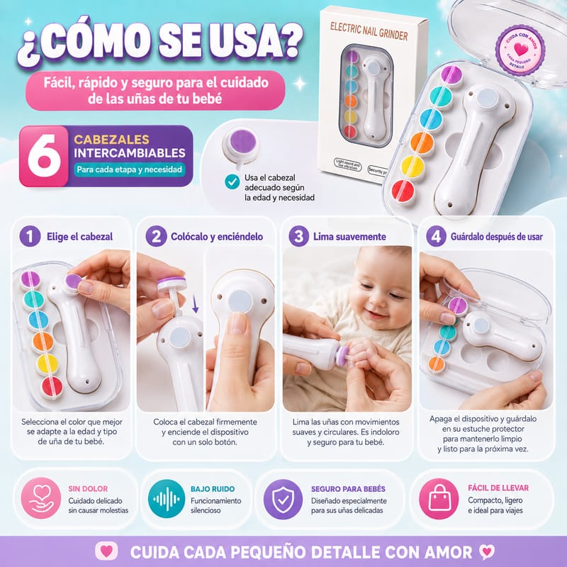 Lima Eléctrica Para Uñas de Bebé.