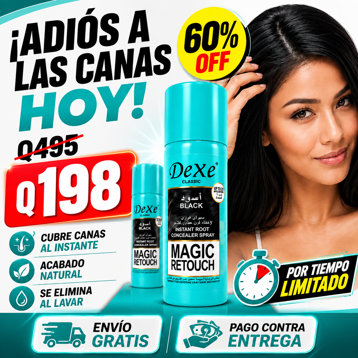 Spray Cubre Canas y Raíces Color Negro