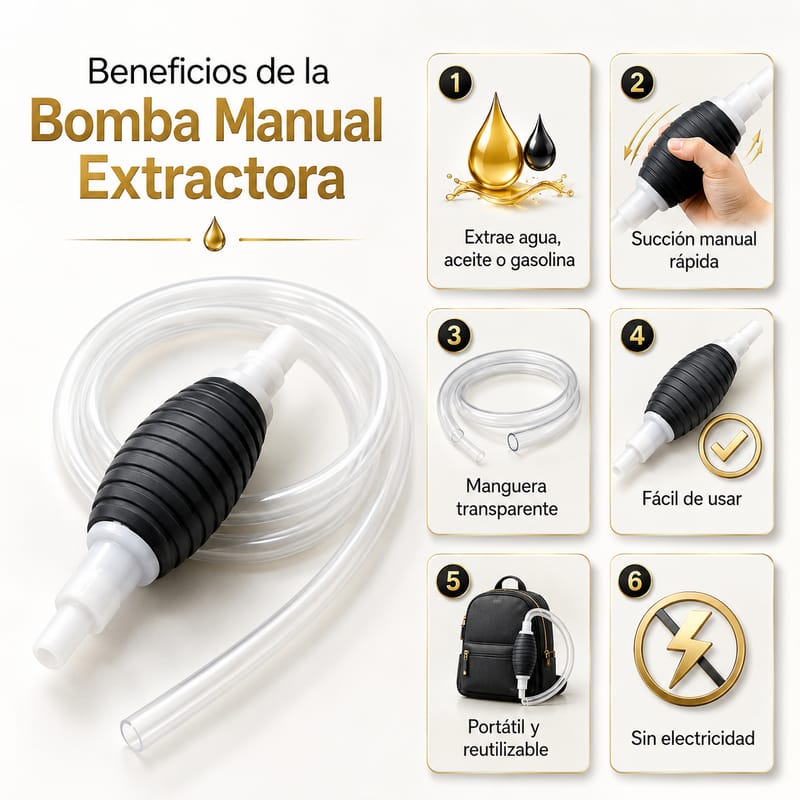 Bomba Manual Extractora de Agua, Aceite o Gasolina